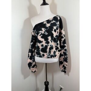 525 Revolve Tie Dye Pullover Sweatshirt Small Asymmetrical Sweater 100% Cotton